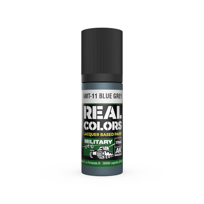 AK Interactive RC977 Real Colors Military: AMT11 Blue Grey Lacquer Based Paint 17ml Bottle