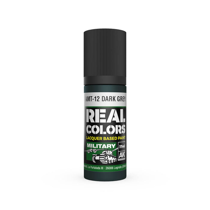 AK Interactive RC978 Real Colors Military: AMT12 Dark Grey Lacquer Based Paint 17ml Bottle