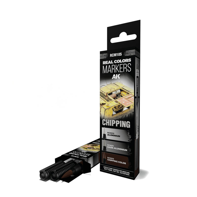 AK Interactive RCM105 Real Color Paint Marker Chipping Set (3 Pack)