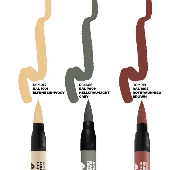 AK Interactive RCM107 German Tanks Interior Real Color Paint Marker Set (3 Pack)