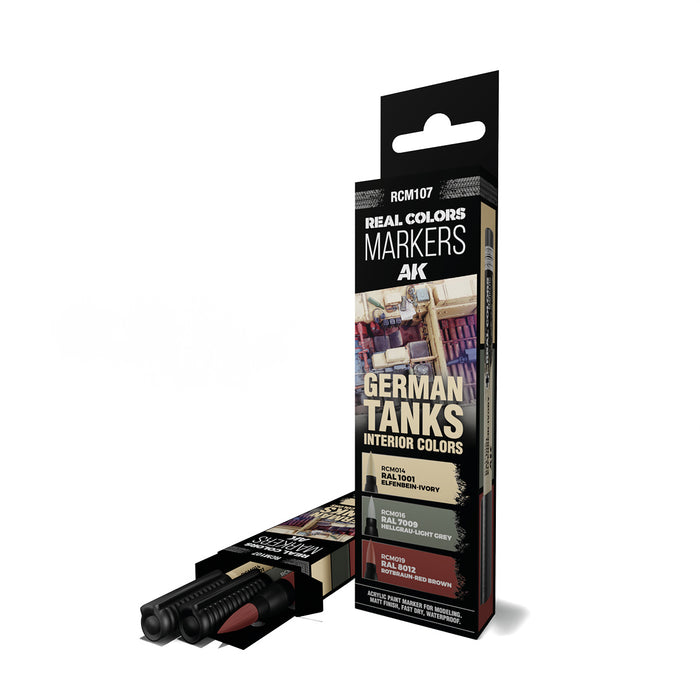 AK Interactive RCM107 German Tanks Interior Real Color Paint Marker Set (3 Pack)