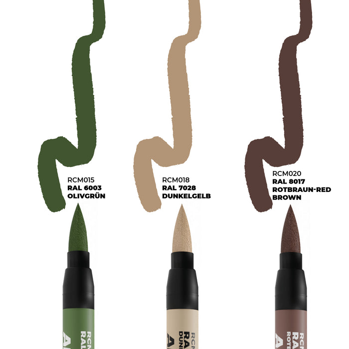 AK Interactive RCM108 Late German AFV Camouflage Real Color Paint Marker Set (3 Pack)