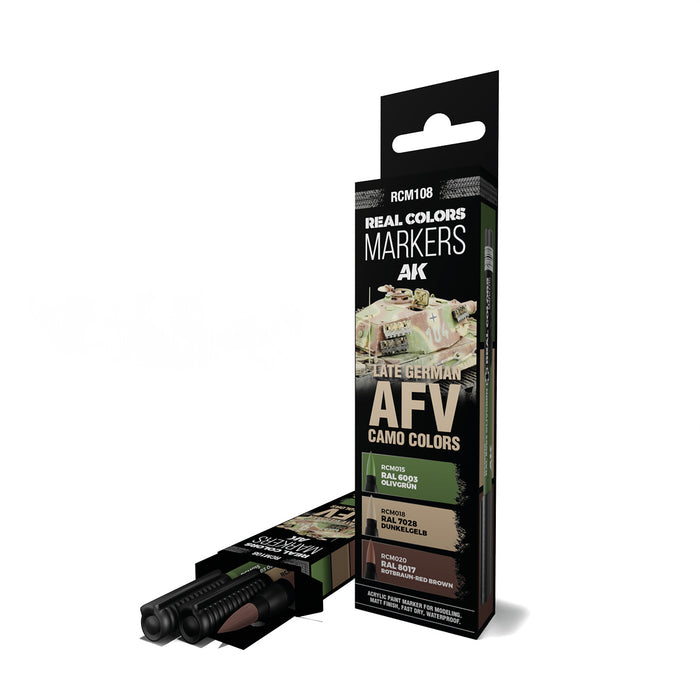 AK Interactive RCM108 Late German AFV Camouflage Real Color Paint Marker Set (3 Pack)