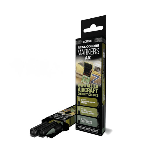 AK Interactive RCM109 WWII Allied Aircraft Cockpit Real Color Paint Marker Set (3 Pack)