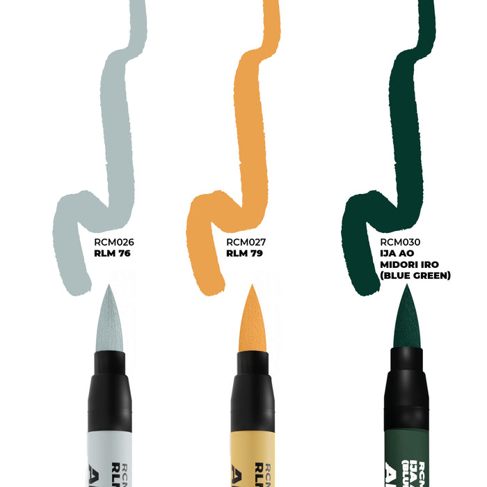 AK Interactive RCM111 WWII Axis Aircraft Squiggle Camouflage Real Color Paint Marker Set (3 Pack)