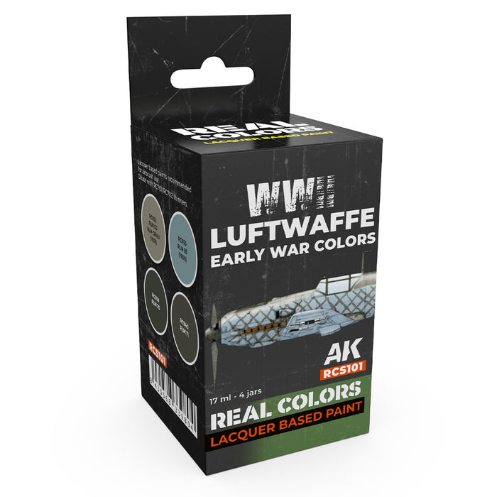 AK Interactive RCS101 Real Colors Set: WWII Luftwaffe Early War Lacquer Based Paint (4 Pack)