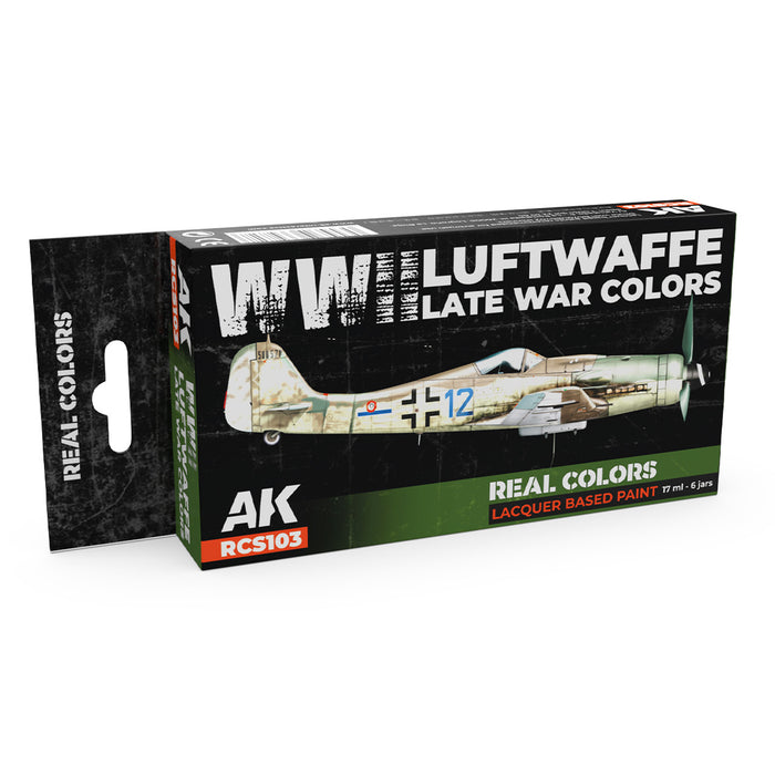 AK Interactive RCS103 Real Colors Set: WWII Luftwaffe Late War Lacquer Based Paint (6 Pack)