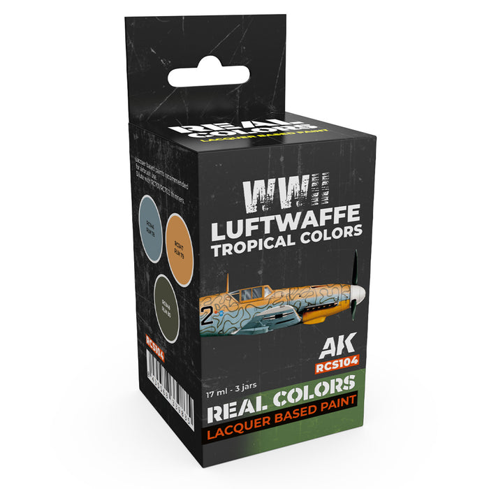 AK Interactive RCS104 Real Colors Set: WWII Luftwaffe Tropical Lacquer Based Paint (3 Pack)