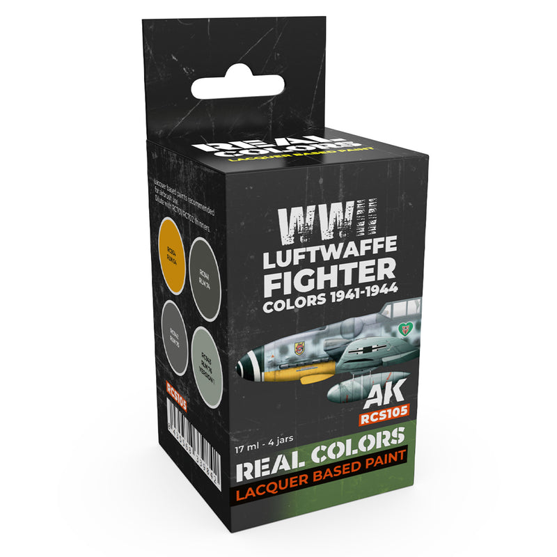 AK Interactive RCS105 Real Colors Set: Luftwaffe Fighter 1941-44 Lacquer Based Paint (4 Pack)