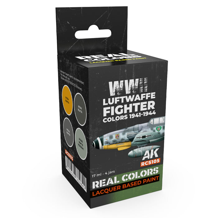 AK Interactive RCS105 Real Colors Set: Luftwaffe Fighter 1941-44 Lacquer Based Paint (4 Pack)