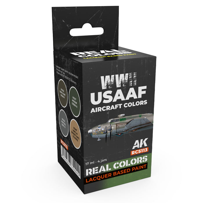 AK Interactive RCS113 Real Colors Set: WWII USAAF Aircraft Lacquer Based Paint (3 Pack)