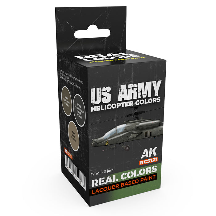 AK Interactive RCS121 Real Colors Set: US Army Helicopter Lacquer Based Paint (3 Pack)