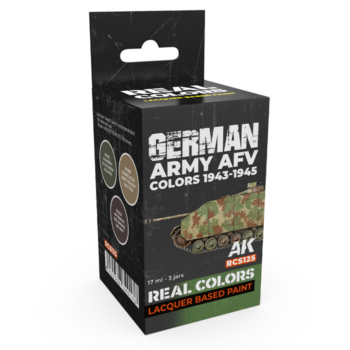 AK Interactive RCS125 Real Colors Set: German Army AFV 1943-45 Lacquer Based Paint (3 Pack)