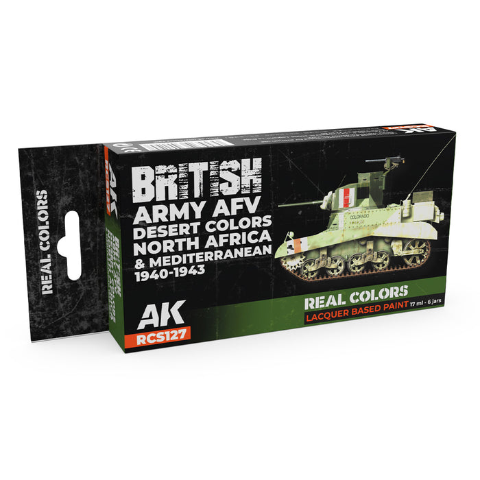 AK Interactive RCS127 Real Colors Set: British Army AFV Desert N.Africa Mediterranean 1940-43 Lacquer Based Paint (6 Pack)