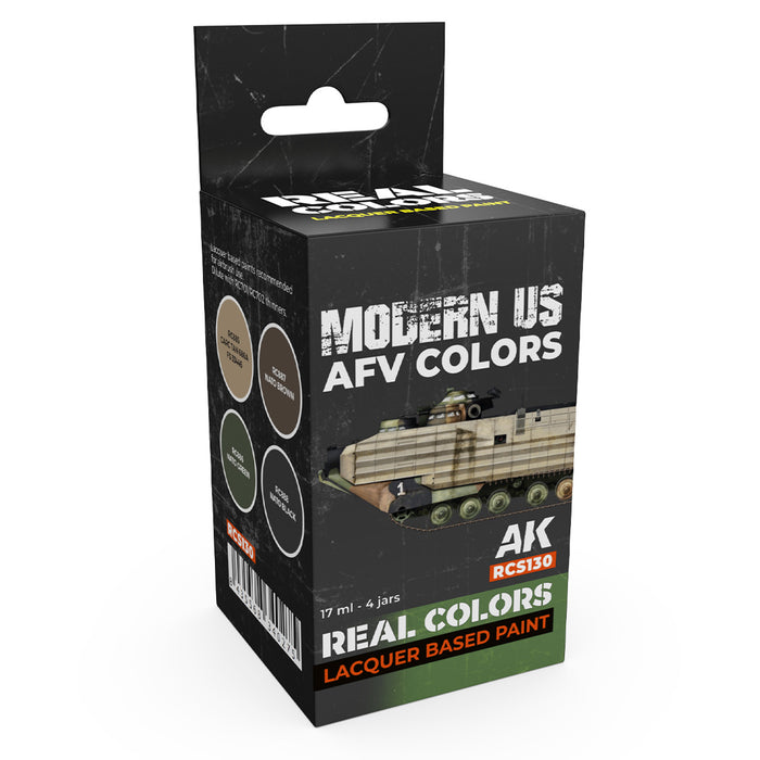 AK Interactive RCS130 Real Colors Set: Modern US AFV Lacquer Based Paint (4 Pack)