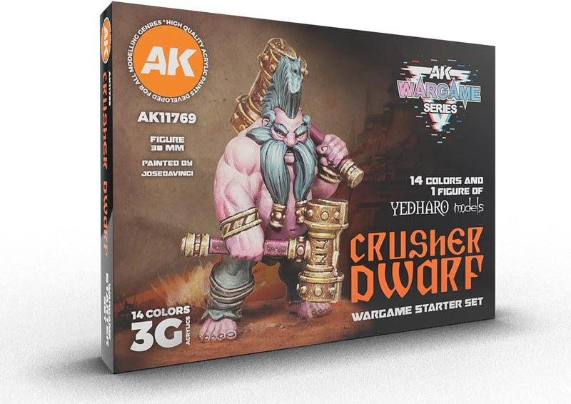 AKI 11769 Wargames Starter Set: Crusher Dwarf 3G Acrylic Paint (14 Colors 17ml)