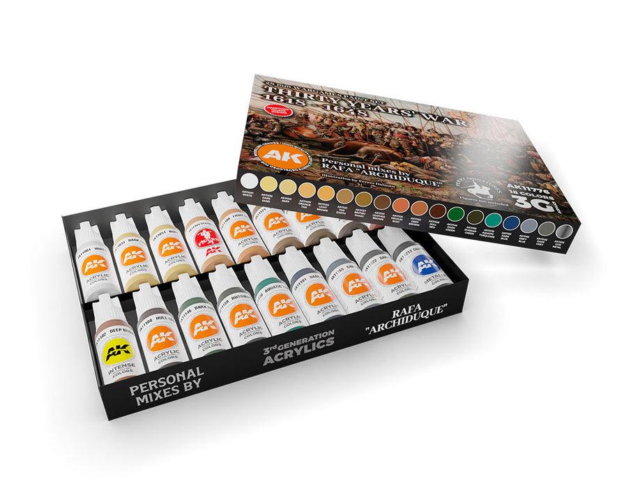 AKI 11776 Wargames Thirty Years War 1618-1648 3G Acrylic Paint (18 Colors 17ml)