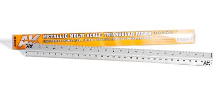 AKI 9049 Aluminum Multi Scale Triangular Ruler (cm, inches, 1/35, 1/72, 1/48)