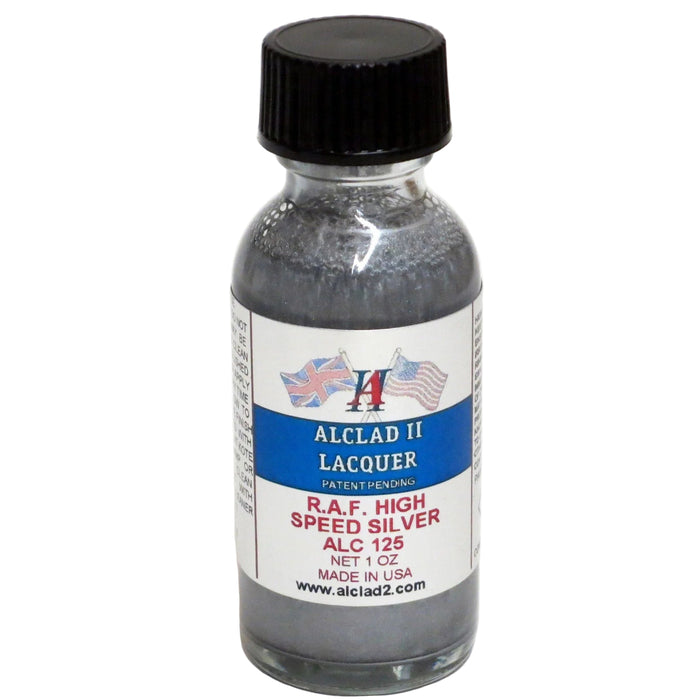 Alclad II 125 RAF High Speed Silver Lacquer 1oz. Bottle
