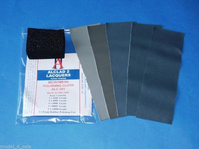 Alclad II 301 Micromesh Polishing Cloth Set (5 diff grades & rubber support block)