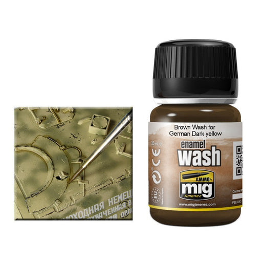 AMMO by Mig 1000 Brown Wash for German Dark Yellow Enamel 35ml Bottle