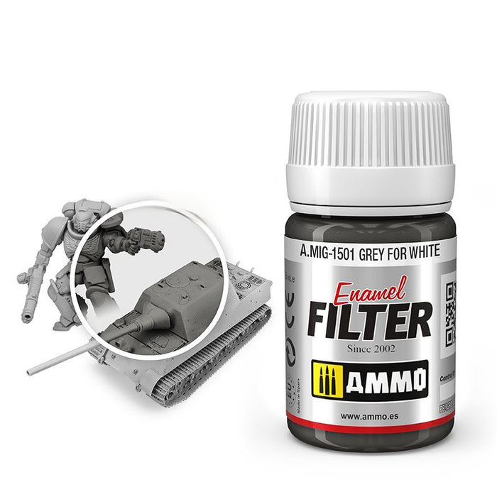 AMMO by Mig 1501 Grey Filter for White Enamel 35ml Bottle