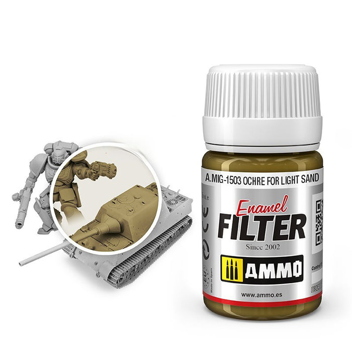 AMMO by Mig 1503 Ochre Filter for Light Sand Enamel 35ml Bottle