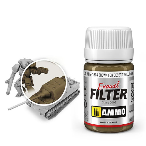 AMMO by Mig 1504 Brown Filter for Desert Yellow Enamel 35ml Bottle