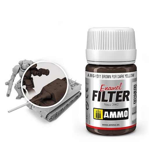 AMMO by Mig 1511 Brown Filter for Dark Yellow Enamel 35ml Bottle