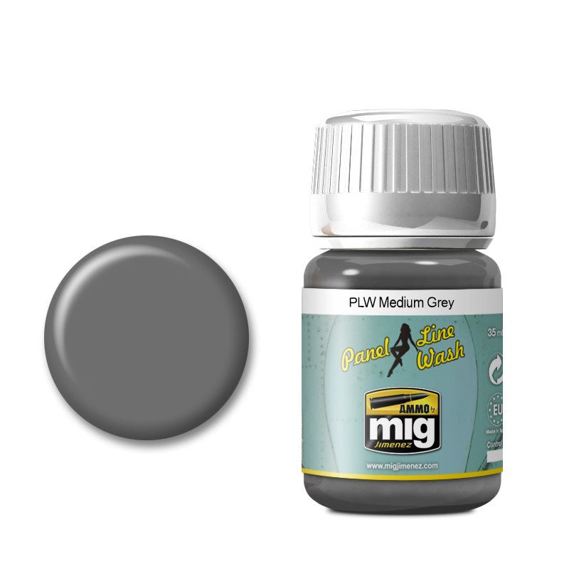AMMO by Mig 1601 Medium Grey Panel Line Wash Enamel 35ml Bottle