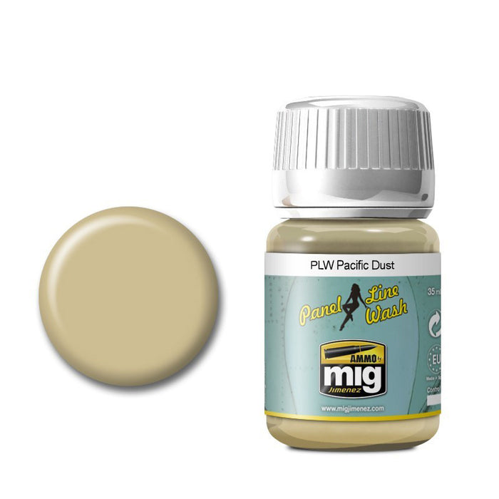 AMMO by Mig 1604 Pacific Dust Panel Line Wash Enamel 35ml Bottle