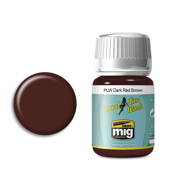 AMMO by Mig 1605 Dark Red Brown Panel Line Wash Enamel 35ml Bottle