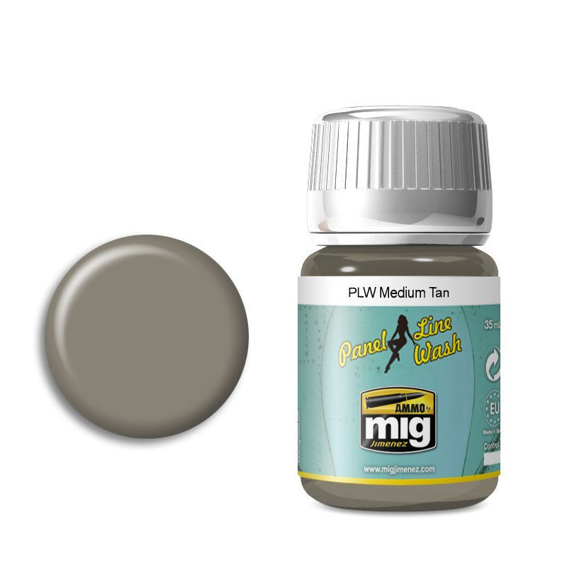 AMMO by Mig 1606 Medium Tan Panel Line Wash Enamel 35ml Bottle