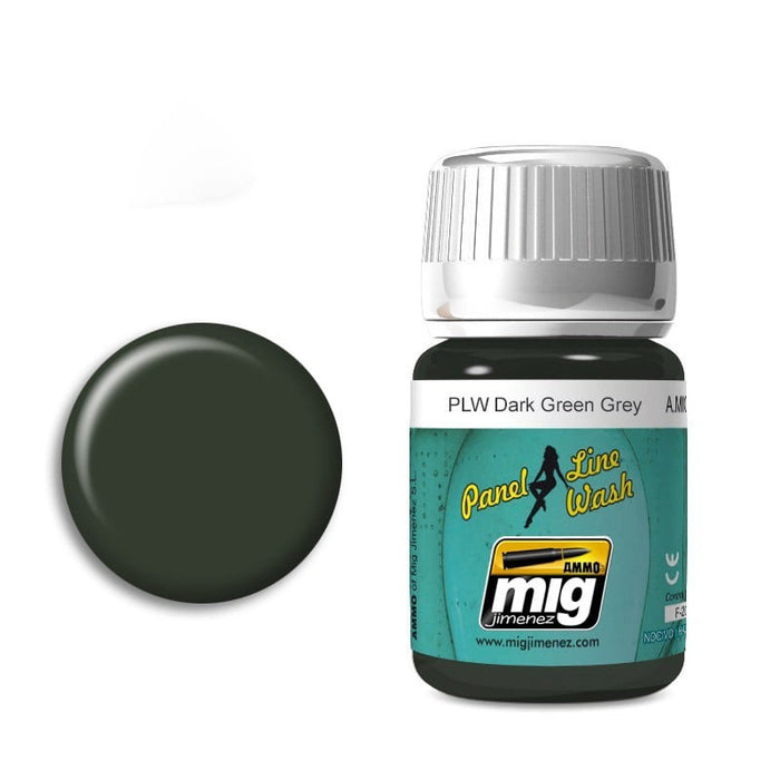 AMMO by Mig 1608 Dark Green Grey Panel Line Wash Enamel 35ml Bottle