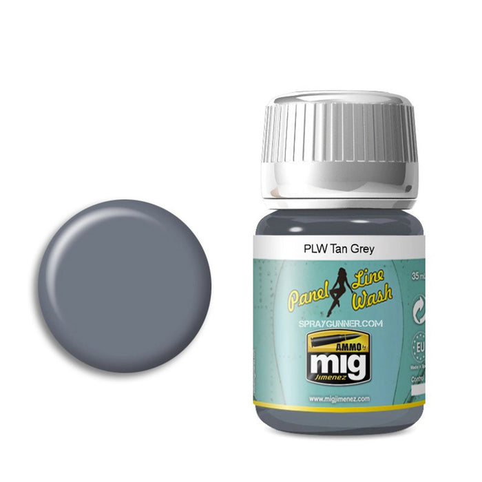 AMMO by Mig 1610 Tan Grey Panel Line Wash Enamel 35ml Bottle