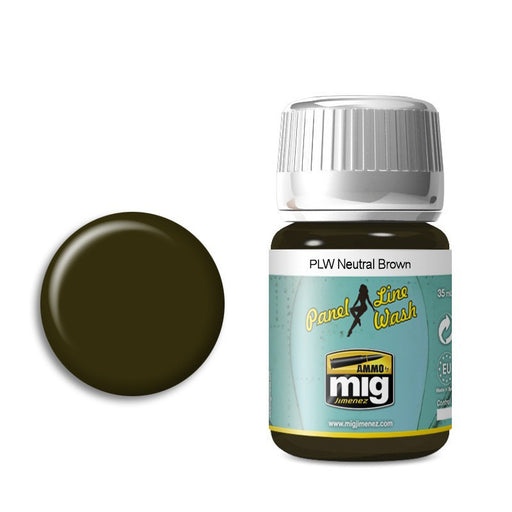 AMMO by Mig 1614 Neutral Brown Panel Line Wash Enamel 35ml Bottle