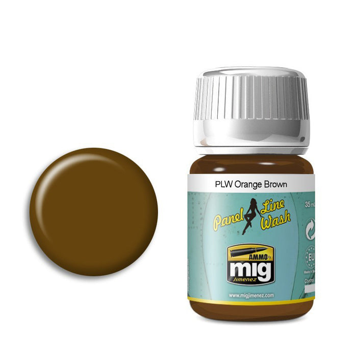 AMMO by Mig 1616 Orange Brown Panel Line Wash Enamel 35ml Bottle