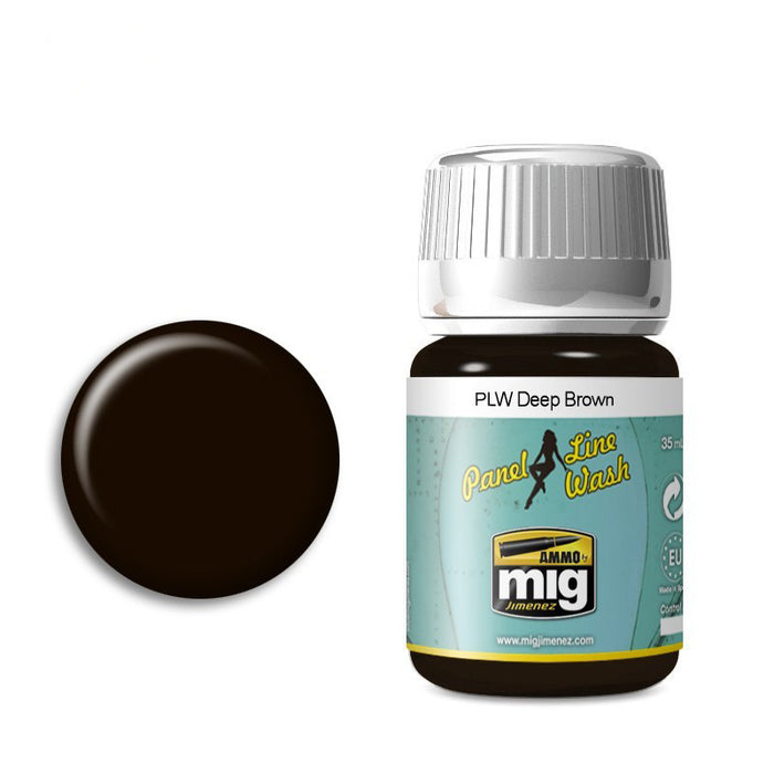 AMMO by Mig 1618 Deep Brown Panel Line Wash Enamel 35ml Bottle