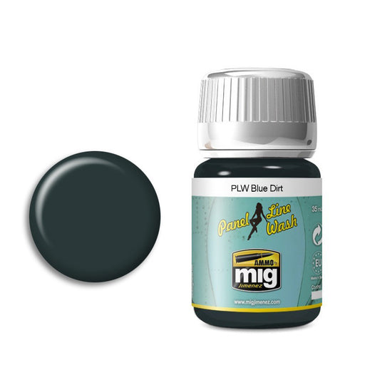 AMMO by Mig 1619 Blue Dirt Panel Line Wash Enamel 35ml Bottle