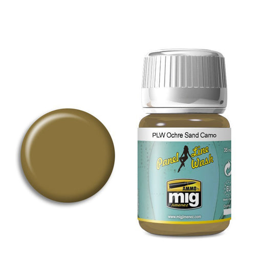 AMMO by Mig 1622 Ochre Sand Camo Panel Line Wash Enamel 35ml Bottle