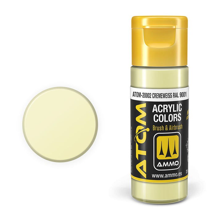 AMMO by Mig 20002 Atom: Cremeweiss RAL9001 Acrylic Paint 20ml Bottle