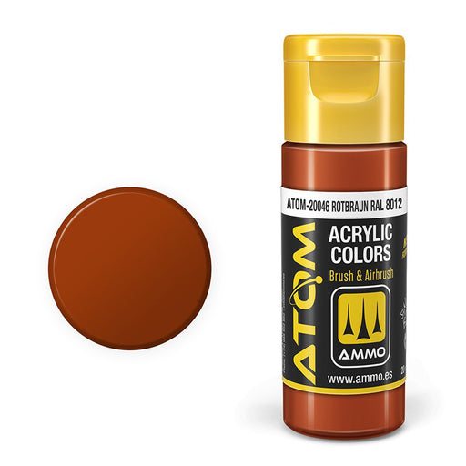 AMMO by Mig 20046 Atom: Rotbraun RAL8012 Acrylic Paint 20ml Bottle