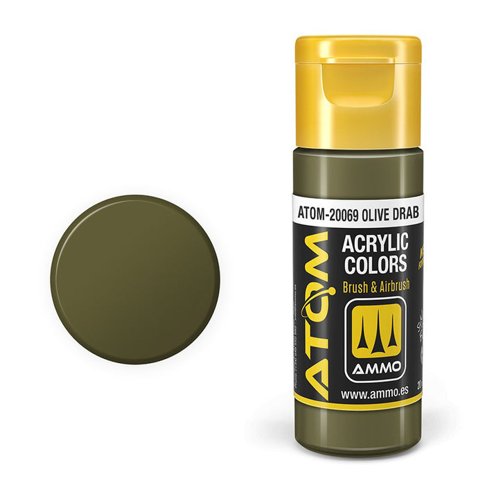 AMMO by Mig 20069 Atom: Olive Drab Acrylic Paint 20ml Bottle