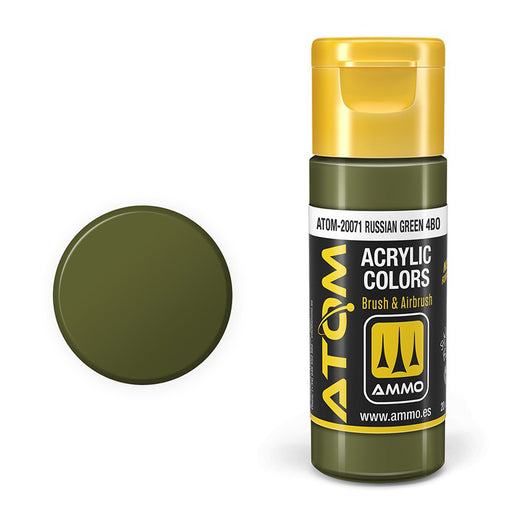 AMMO by Mig 20071 Atom: Russian Green 4BO Acrylic Paint 20ml Bottle