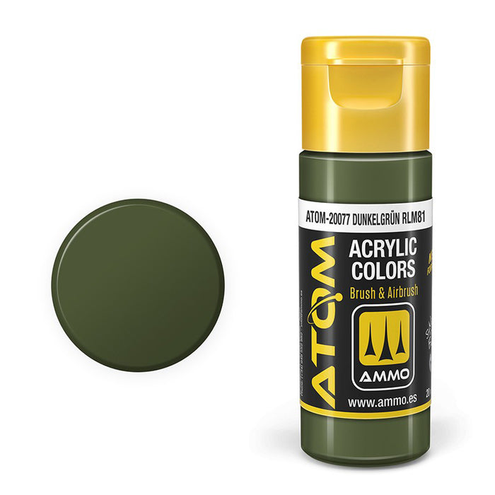 AMMO by Mig 20077 Atom: Dunkelgrun RLM81 Acrylic Paint 20ml Bottle