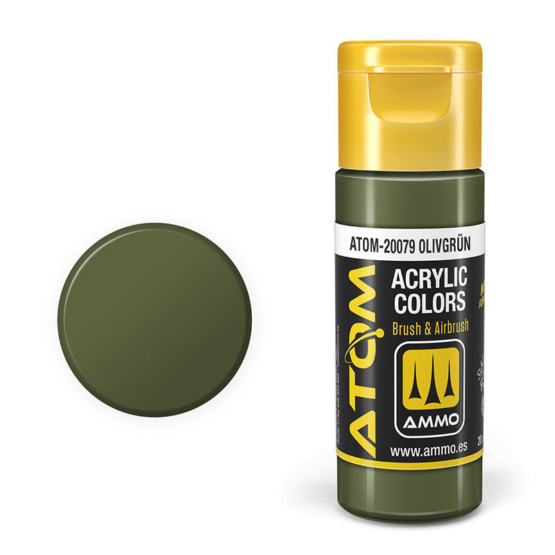 AMMO by Mig 20079 Atom: Olivgrun Acrylic Paint 20ml Bottle