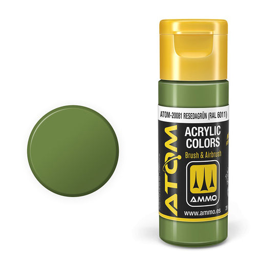 AMMO by Mig 20081 Atom: Resedagrun RAL6011 Acrylic Paint 20ml Bottle