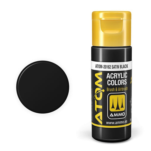 AMMO by Mig 20162 Atom: Satin Black Acrylic Paint 20ml Bottle