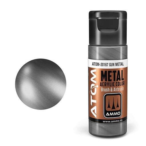 AMMO by Mig 20167 Atom: Metallic Gun Metal Acrylic Paint 20ml Bottle