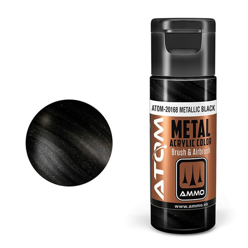 AMMO by Mig 20168 Atom: Metallic Black Acrylic Paint 20ml Bottle
